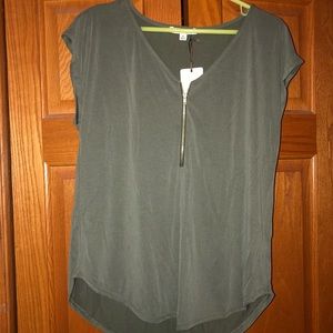 Forest green dress shirt with zipper